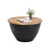 Masuta cafea DANIELS, maro/negru, lemn/metal, 72x72x43 cm