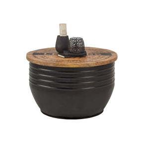 Masuta cafea LEA, maro/negru, lemn/metal, 75x75x45 cm