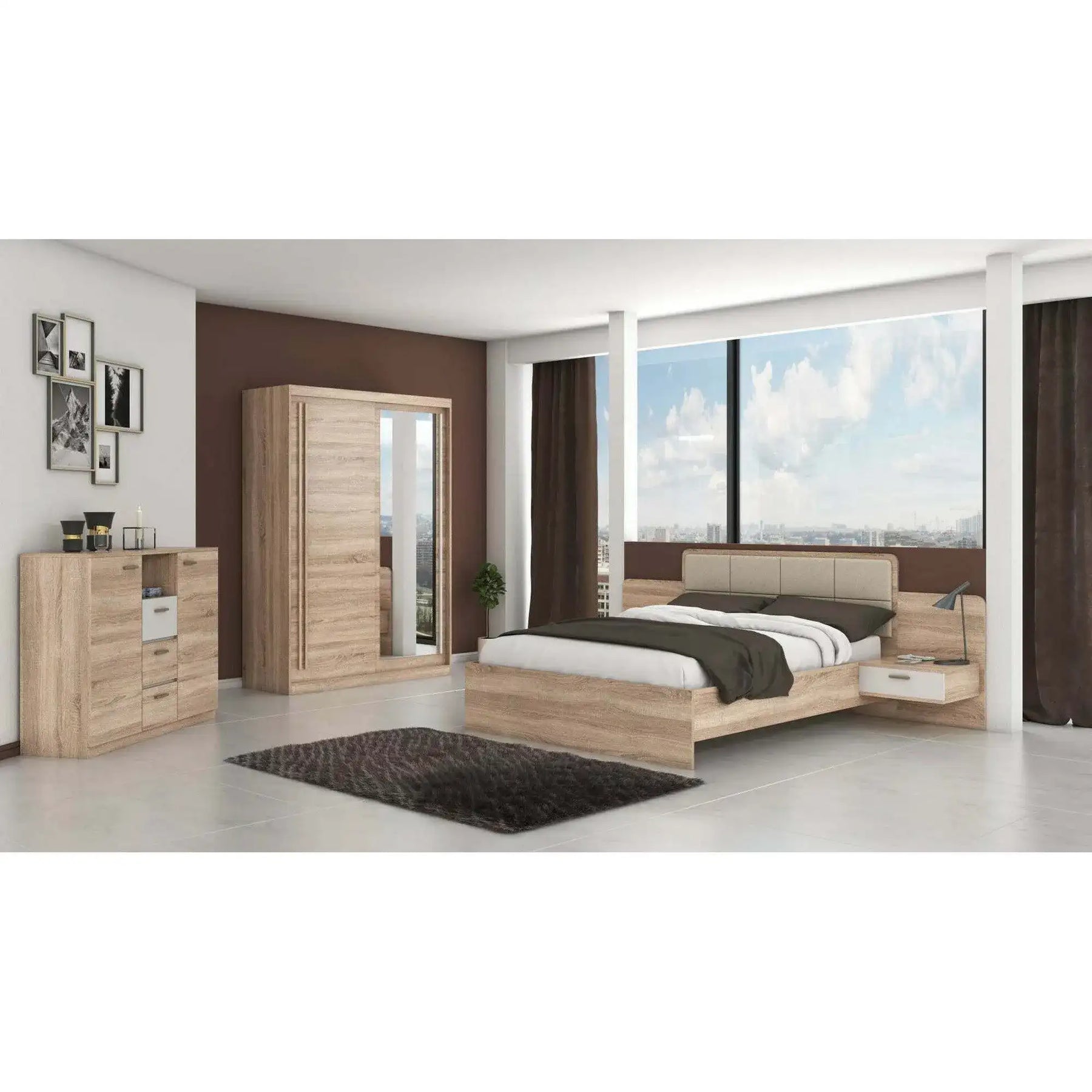 Dulap EFFECT, stejar sonoma, PAL, cu 2 usi, 150x59x215 cm