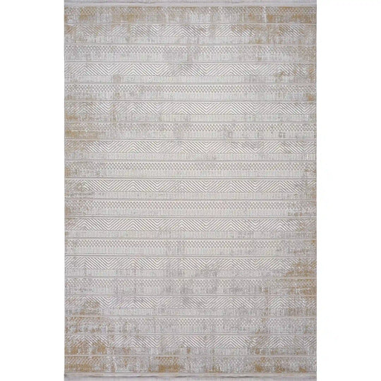 Covor KARIZMA 02811G, 80x150 cm, forma dreptunghiulara, fibre sintetice, gri/auriu