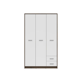 Dulap NEPO PLUS, stejar nobil/alb, PAL laminat, cu 3 usi si 2 sertare, 119x55x197 cm