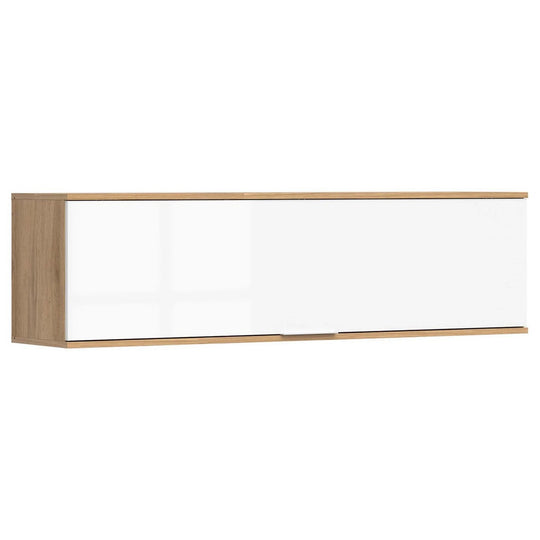 Dulap suspendat ZELE, stejar wotan/alb lucios, PAL laminat, 135x31x37 cm