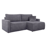 Coltar extensibil RUFIO, universal, stofa catifelata gri - Paso 22, cu lada depozitare, 230x146x91 cm