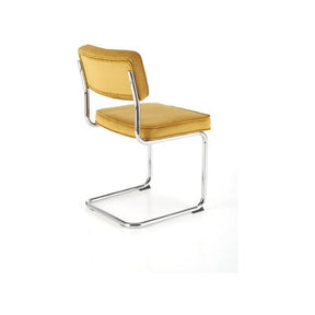 Scaun tapitat K510, galben mustar, stofa catifelata/otel cromat, 49x55x85 cm