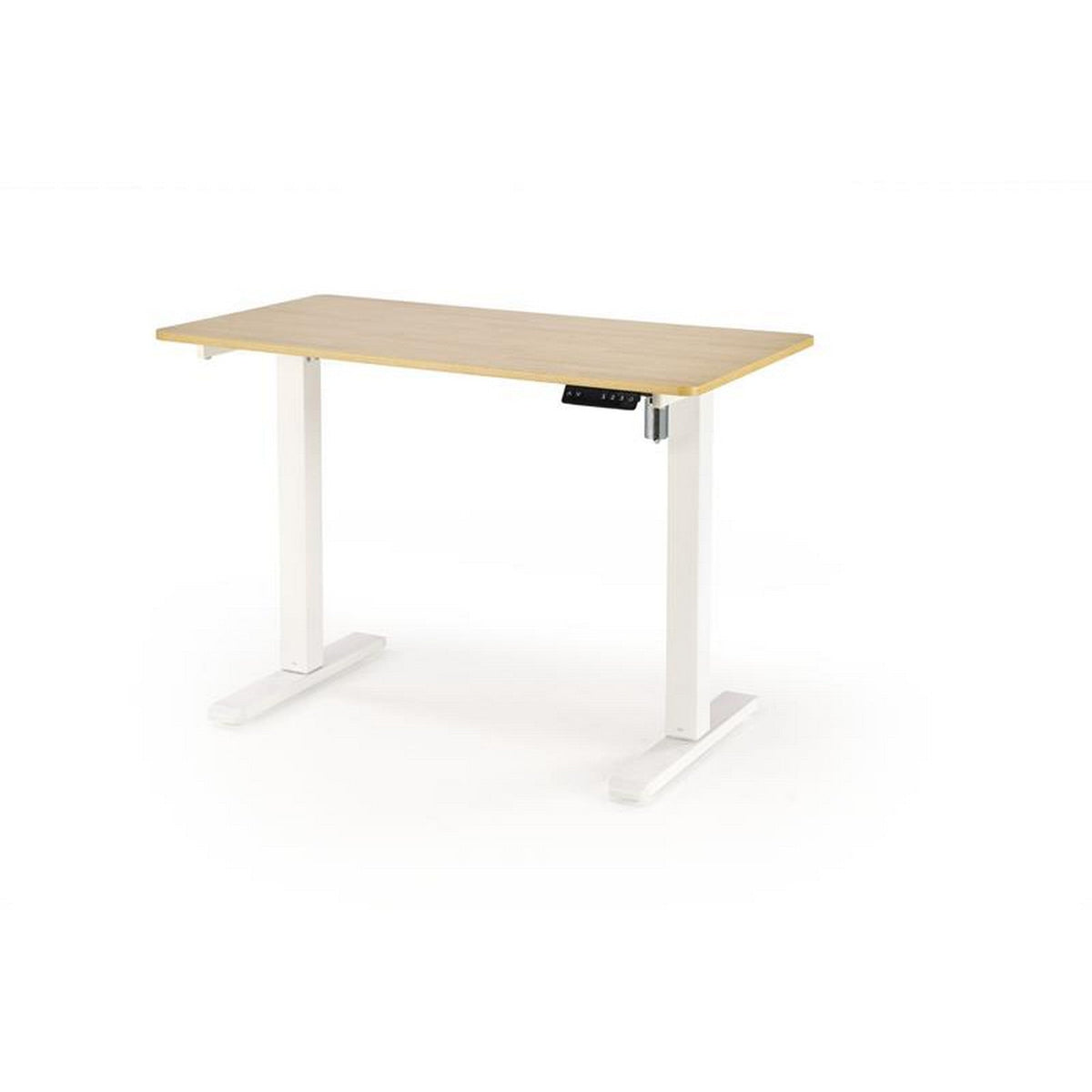 Birou B53, stejar/alb, PAL melaminat/metal, cu functie de reglare a inaltimii, 105x56x73/118 cm