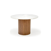 Masa rotunda BRUNO, marmura alba/nuc, 120x76 cm