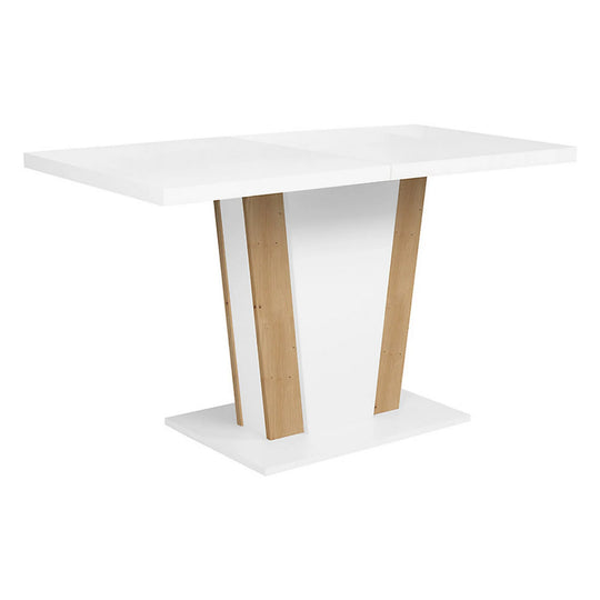 Masa extensibila ZALDER, alb/stejar artisan, PAL, 120/160x68x76 cm