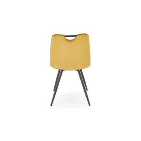Scaun tapitat K521, galben mustar/negru, stofa catifelata, 46x58x83 cm