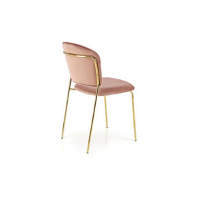 Scaun tapitat K499, roz/auriu, stofa catifelata, 47x56x85 cm
