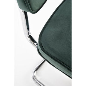 Scaun tapitat K510, verde inchis, stofa catifelata/otel cromat, 49x55x85 cm