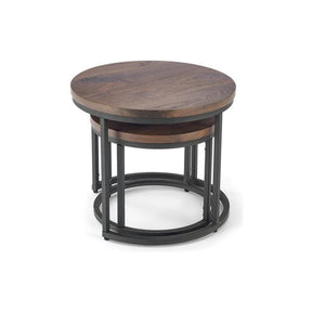 Set 2 masute de cafea OREO, nuc/negru furniruit, 53x45 cm si 43x35 cm