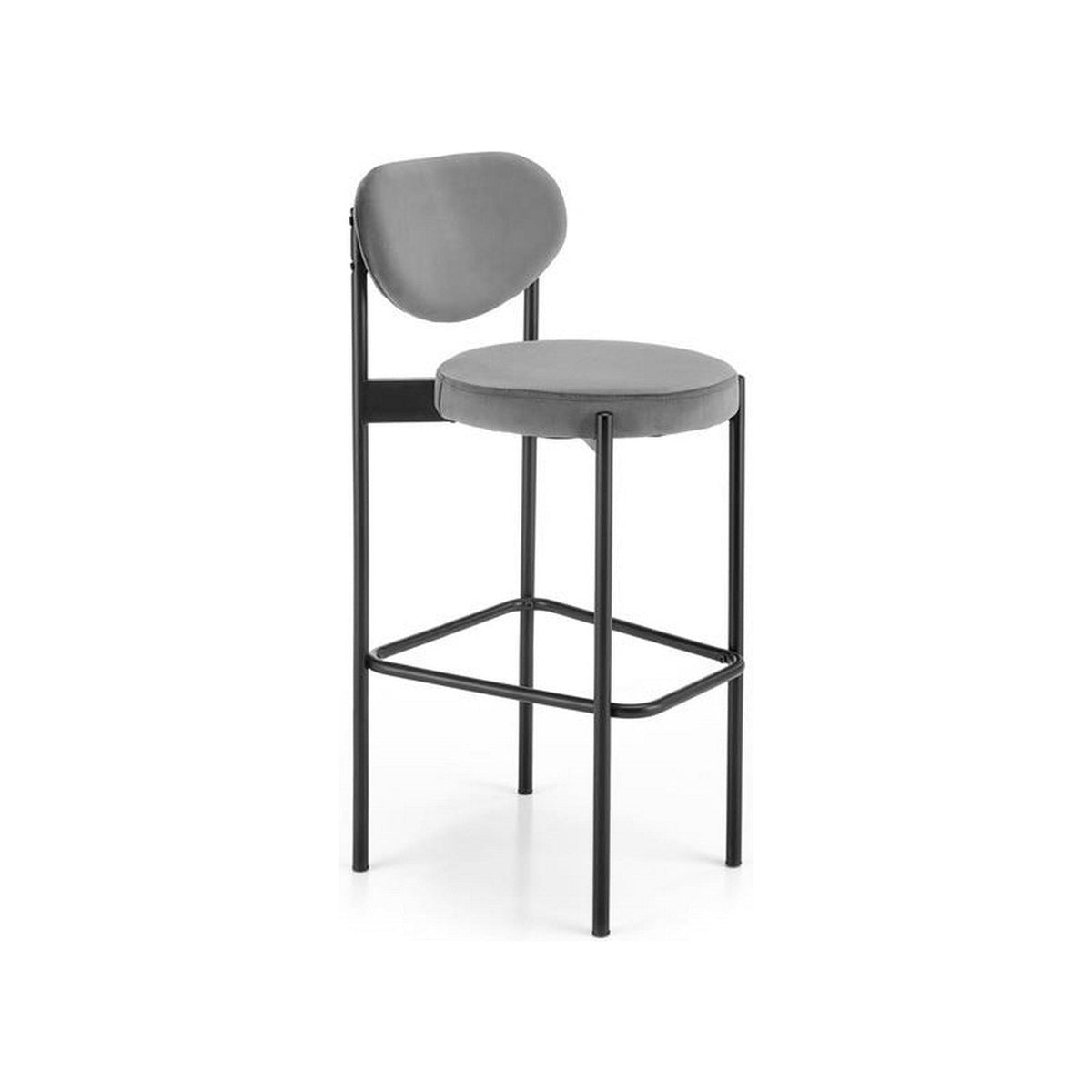 Scaun de bar H108, gri/negru, stofa catifelata, 42x48x92 cm