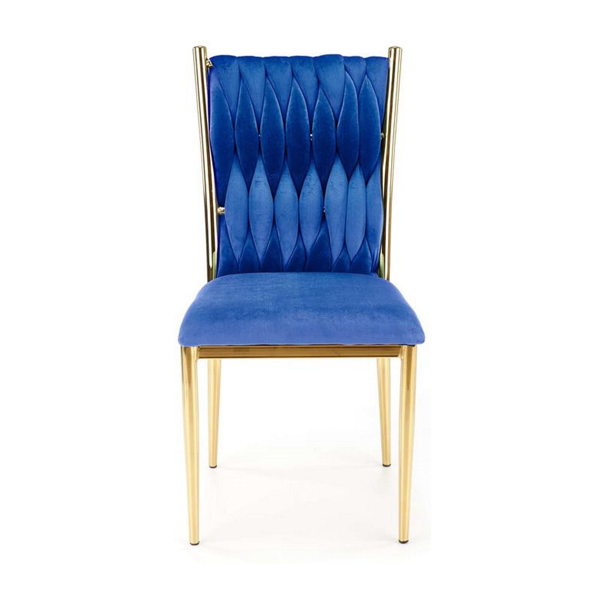 Scaun K436, albastru/auriu, stofa catifelata, 48x55x94 cm