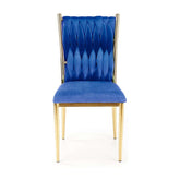 Scaun K436, albastru/auriu, stofa catifelata, 48x55x94 cm