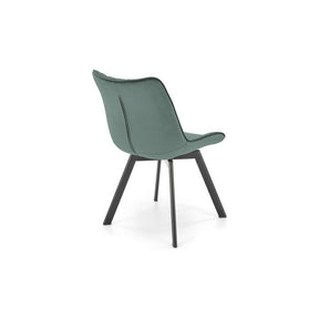 Scaun tapitat K520, verde/negru, stofa catifelata, rotativ, 45x63x80 cm