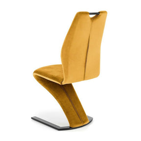 Scaun tapitat K442, galben, stofa catifelata, 46x61x102 cm