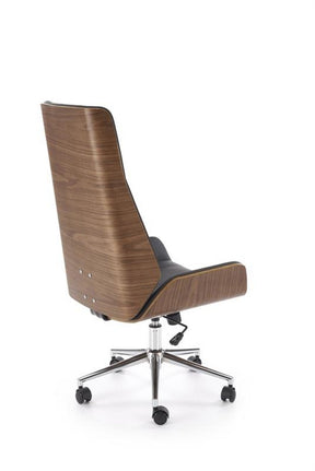 Scaun birou WEBSTER, nuc/negru, piele ecologica/placaj indoit, 60x65x114/122 cm