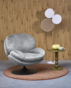 Fotoliu SHELL, blana artificiala gri - Lapit 06, 80x87x86 cm