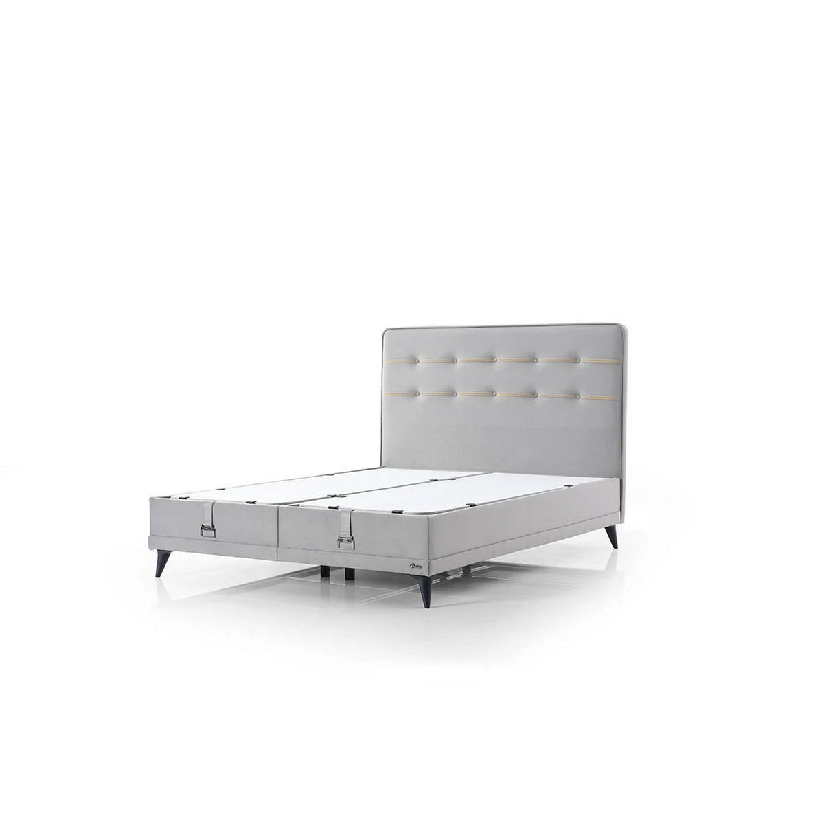 Pat FLEXFIT 160x200, stofa catifelata gri deschis - Evo 1055, cu somiera si spatiu depozitare