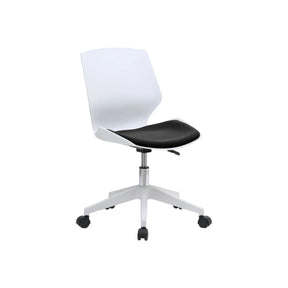Scaun birou KILI, alb/negru, stofa/plastic, 53x49x82/92 cm