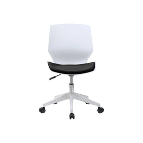 Scaun birou KILI, alb/negru, stofa/plastic, 53x49x82/92 cm
