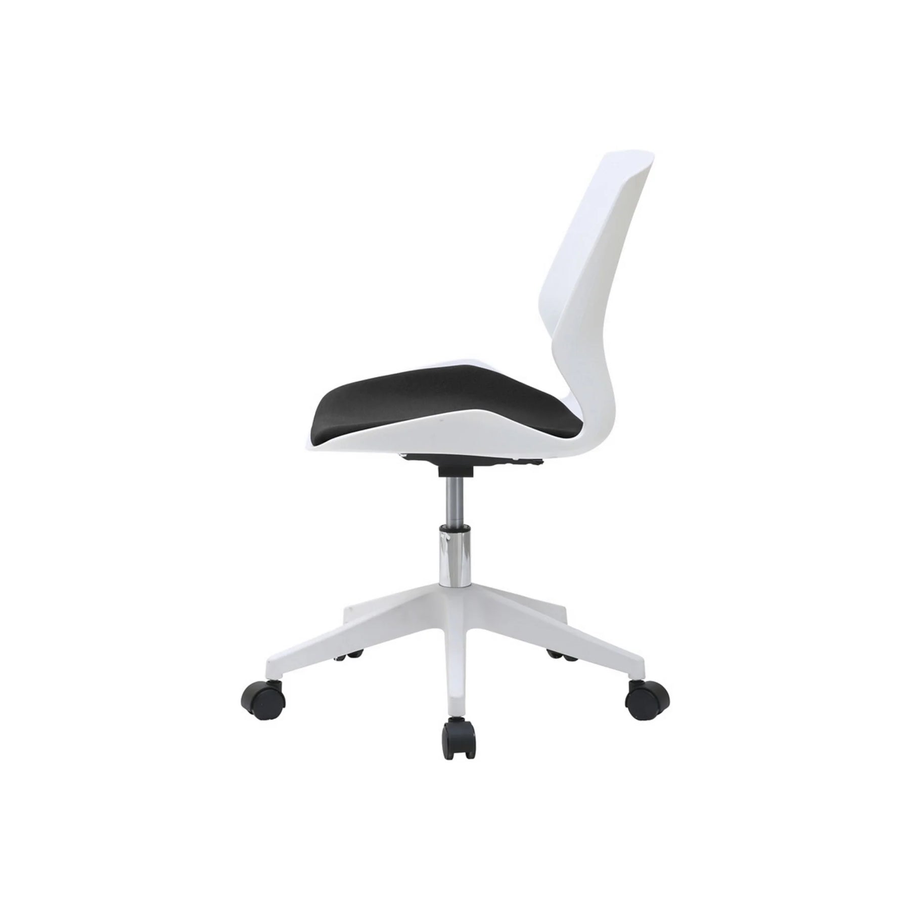 Scaun birou KILI, alb/negru, stofa/plastic, 53x49x82/92 cm