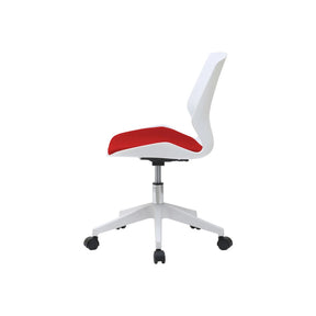 Scaun birou KILI, alb/rosu, stofa/plastic, 53x49x82/92 cm