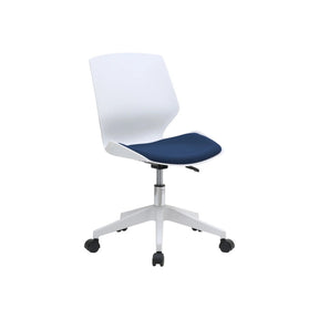 Scaun birou KILI, alb/albastru, stofa/plastic, 53x49x82/92 cm