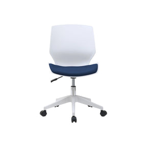 Scaun birou KILI, alb/albastru, stofa/plastic, 53x49x82/92 cm