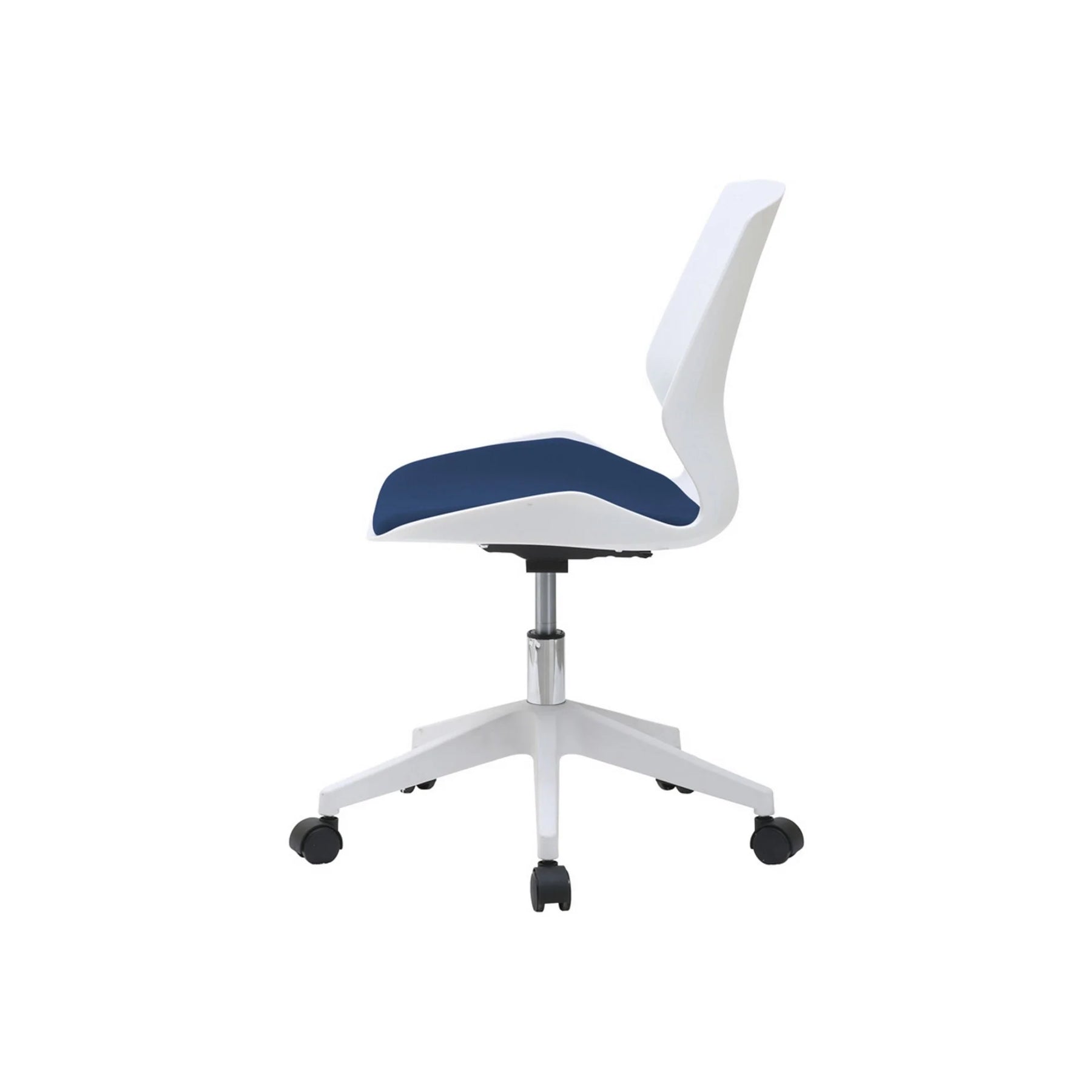 Scaun birou KILI, alb/albastru, stofa/plastic, 53x49x82/92 cm