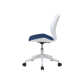 Scaun birou KILI, alb/albastru, stofa/plastic, 53x49x82/92 cm