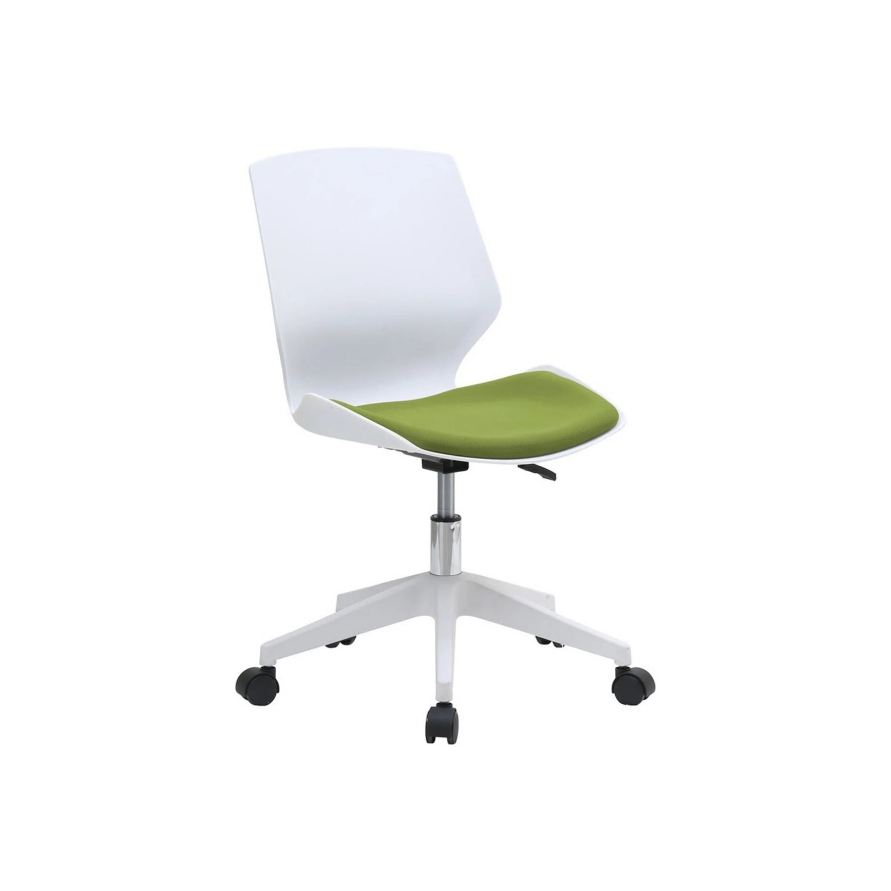 Scaun birou KILI, alb/verde, stofa/plastic, 53x49x82/92 cm