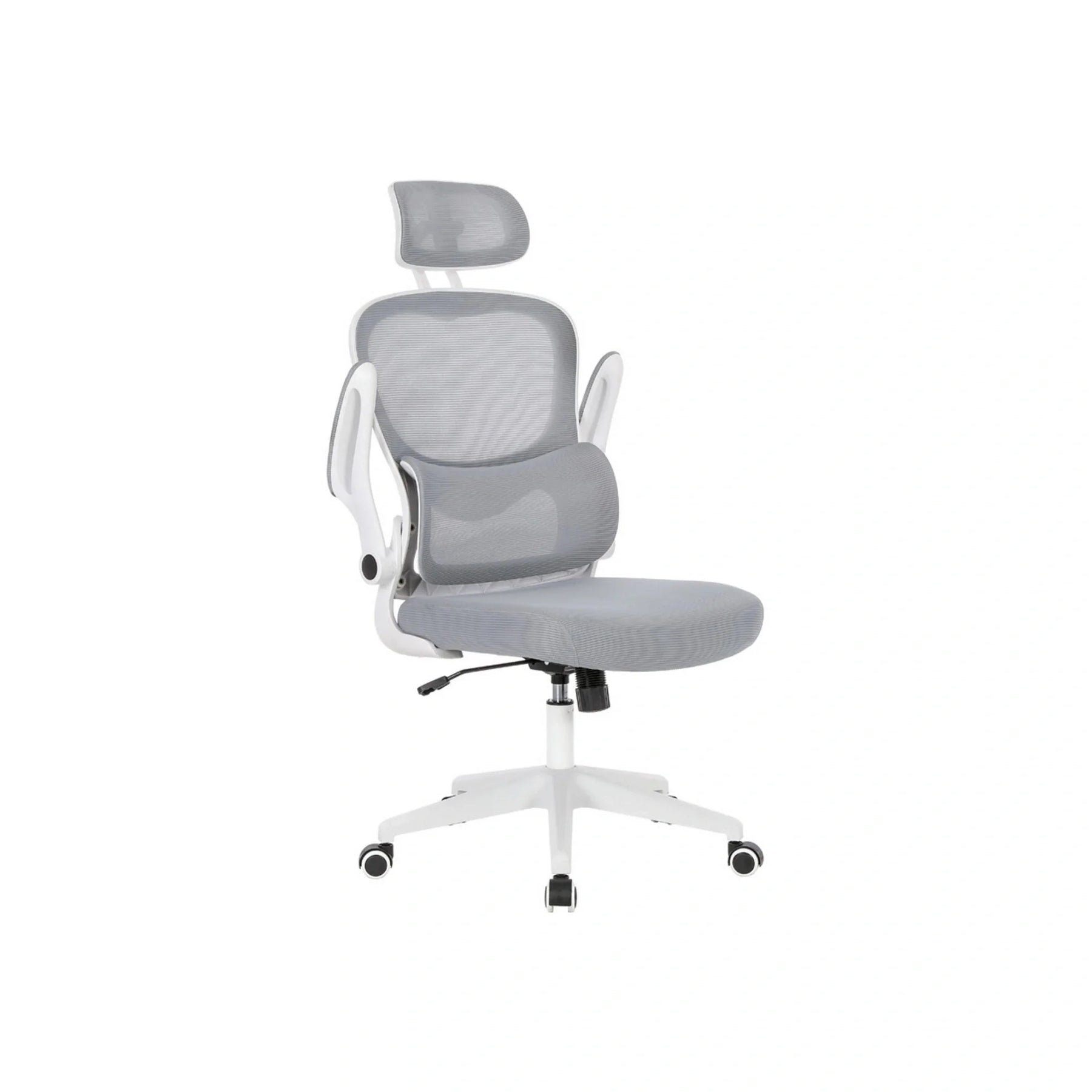 Scaun birou MORITZ, gri/alb, stofa/plasa, 64x66x122/132 cm