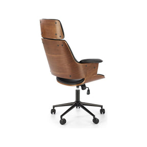 Scaun WEBER, negru/nuc, piele ecologica/placaj/metal, 65x65x112-122 cm