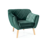 Fotoliu KARO, stofa catifelata verde/fag, 78x76x75 cm