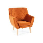 Fotoliu KIER, stofa catifelata caramizie/fag, 76x75x90 cm