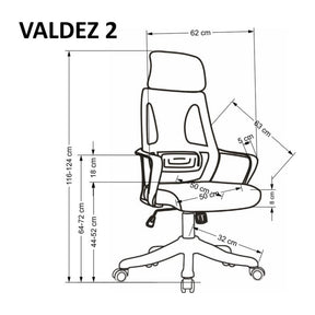 Scaun de birou VALDEZ 2, negru/alb, plasa/metal, 62x63x124 cm
