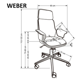 Scaun WEBER, negru/nuc, piele ecologica/placaj/metal, 65x65x112-122 cm