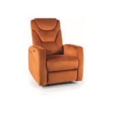 Fotoliu recliner KRONOS, stofa catifelata caramizie, rabatare electrica, 79x94x107 cm