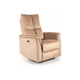 Fotoliu recliner NEPTUN M, stofa catifelata bej, functie masaj, 76x94x96 cm