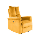 Fotoliu recliner NEPTUN, stofa catifelata galbena, 76x94x96 cm