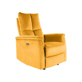 Fotoliu recliner NEPTUN, stofa catifelata galbena, 76x94x96 cm