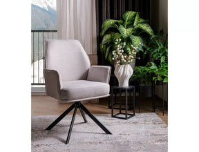 Scaun rotativ HUGO, bej deschis/negru, stofa clasica/metal, 58x46x90 cm