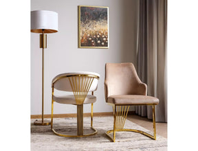 Scaun ALURE, bej inchis - Bluvel 28, stofa catifelata/metal, 52x48x89 cm