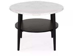 Masuta cafea ELLA B, alb cu efect de marmura/negru mat, PAL/metal, 60x45 cm