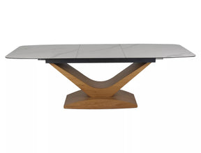 Masa extensibila DOLCE, alb cu efect de marmura/stejar, 180/240x95x76 cm