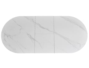 Masa extensibila GASTON, alb mat cu efect de marmura, ceramica/metal, 140/180x80x76 cm