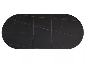 Masa extensibila GASTON, negru mat cu efect de marmura, ceramica/metal, 140/180x80x76 cm