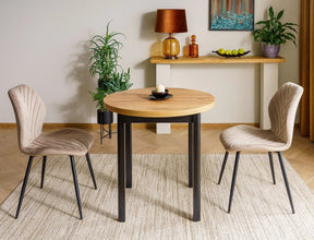 Masa ADAM, stejar artisan/negru, PAL laminat, 80x80x75 cm