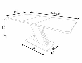 Masa extensibila EXEL, stejar/casmir, PAL laminat, 140/180x85x76 cm